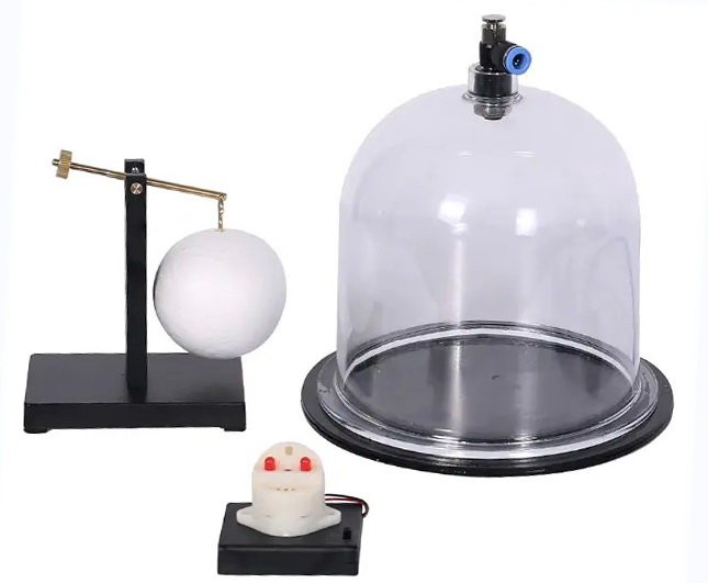 Тарелка вакуумная со звонком и прибором для определения плотности воздуха Тарелка вакуумная со звонком и прибором для определения плотности воздуха